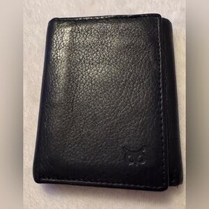 Wise Owl Black Leather Trifold Wallet
